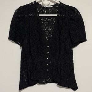 Zara embroidered top with jewel buttons